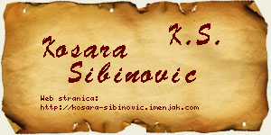 Kosara Sibinović vizit kartica